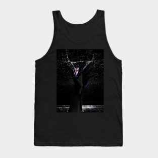 Digital collage and special processing. Hand reaching stars. Monster or great friend. White and black. Tank Top